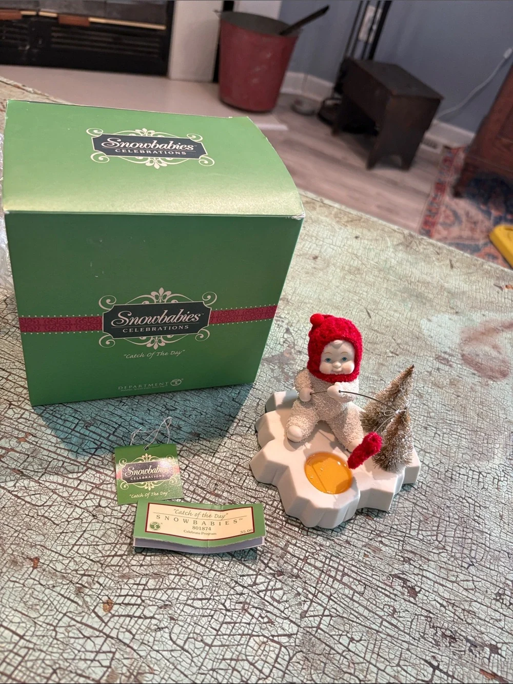 Dept 56 Snowbabies Catch of the Day 2008 Fishing Figurine 801874 Box
